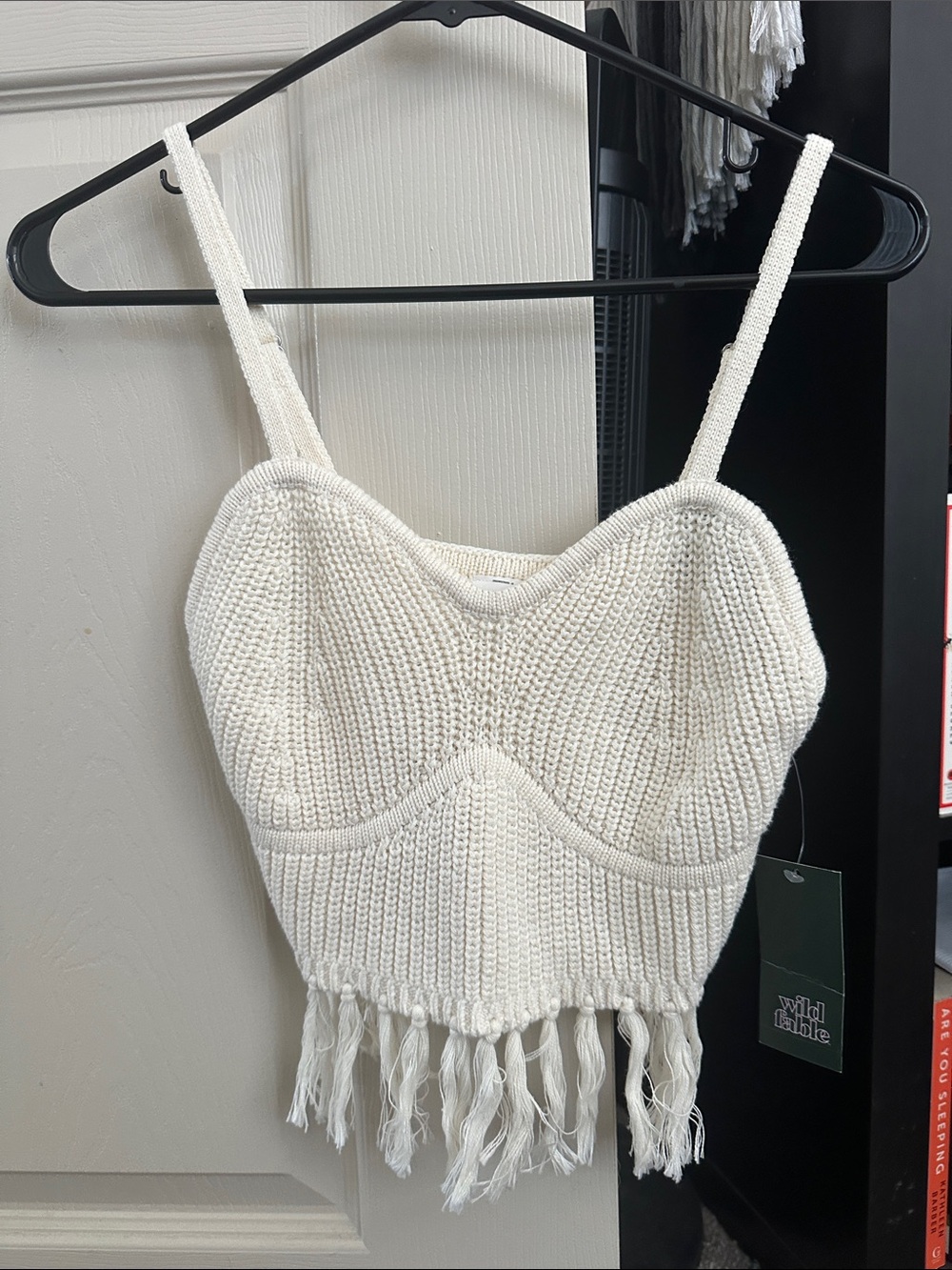 wild fable Ivory Crocheted Fringe Cami Top